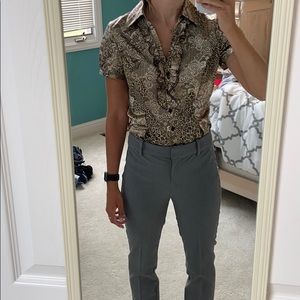 Leopard and Lace Button Down Blouse